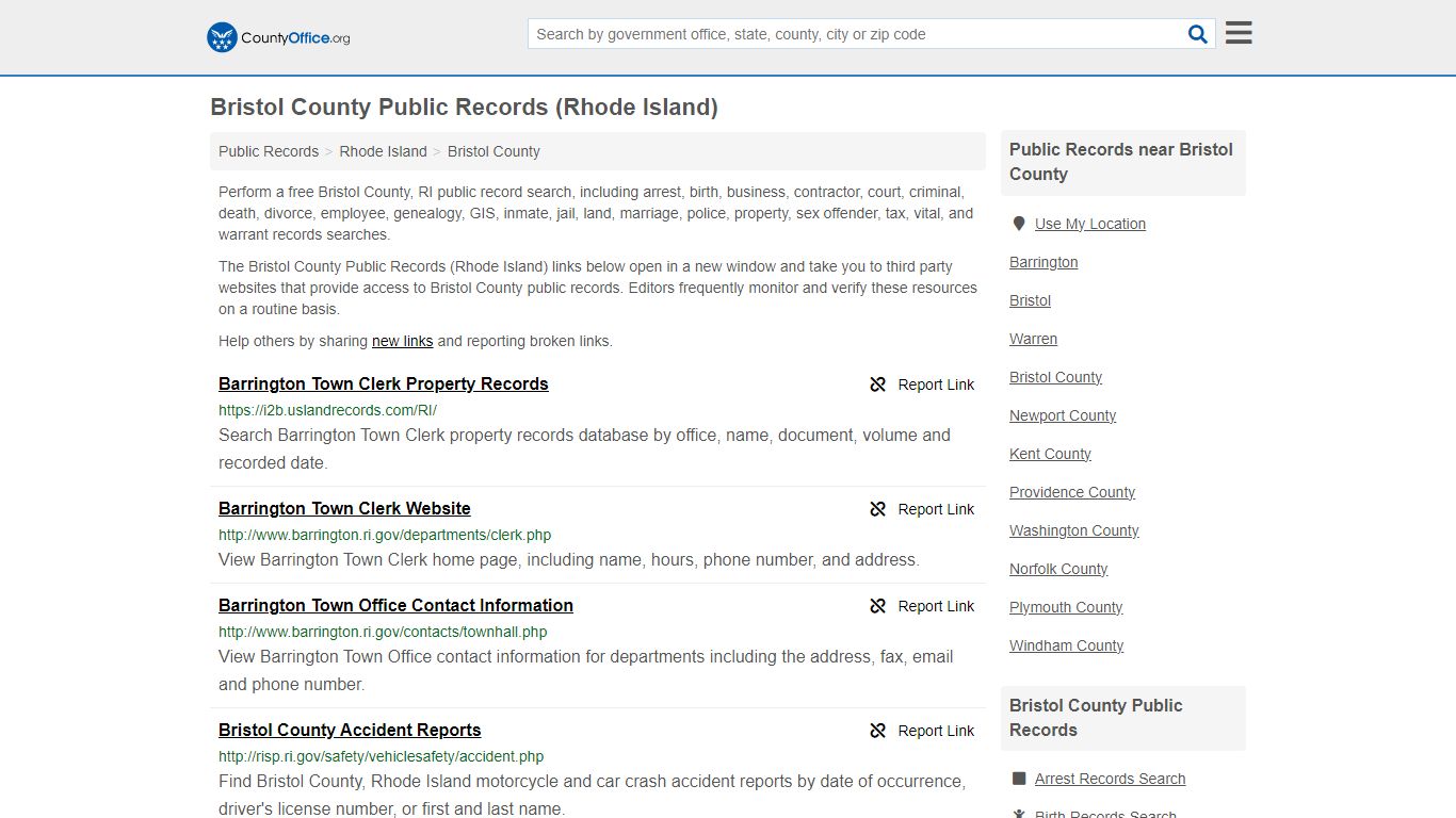 Bristol County Public Records (Rhode Island) - County Office